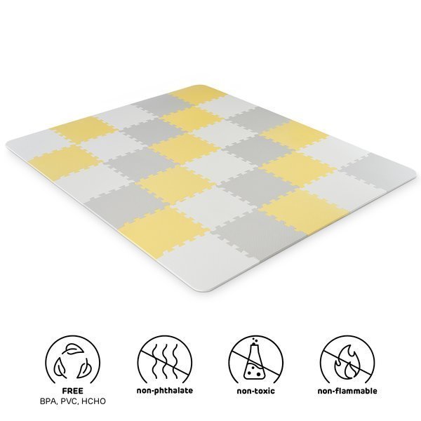 Aktivitātes paklājs Puzzle Kinderkraft Luno Yellow 31x31 cm 30 elementi
