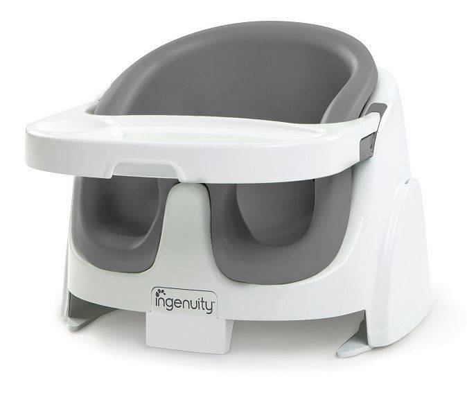 Bright Starts Baby Base 2in1 Ingenuity Grey Barošanas krēsliņš-Busteris