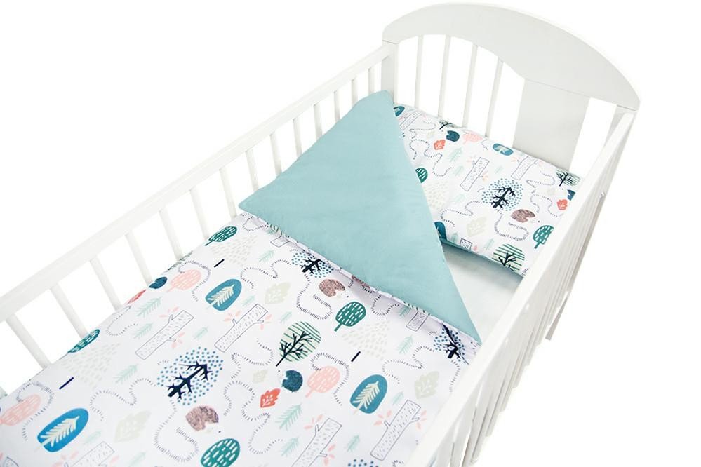 Bērnu gultas veļa: 2 daļas virspalags + spilvendrāna Ankras HEDGEHOG PATH green K-2