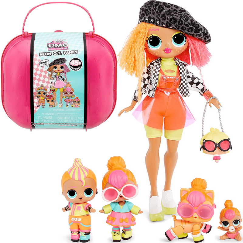 LOL Surprise Neon Q.T. Family - Limited Edition Fashion Doll, Dolls and Pet with 45+ Surprises