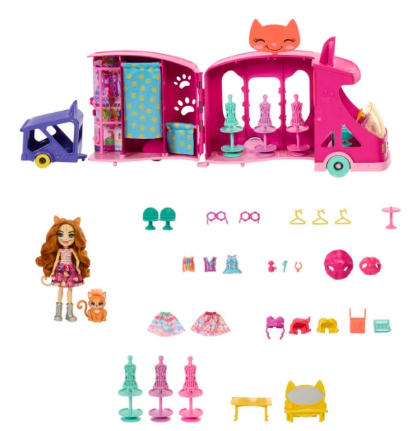Mattel Enchantimals Cat Fashion Truck Playset HPB34 Kempers + Lelle