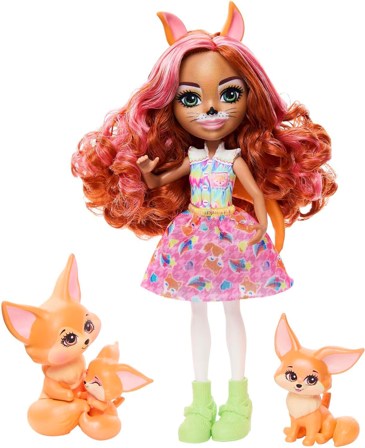 Mattel Enchantimals Glam Party Fennec Fox Family HNT60 Lelle ar dzīvnieku