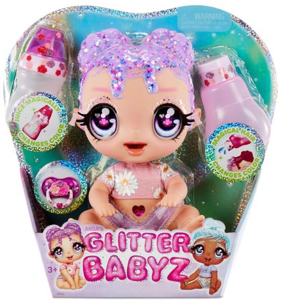 MGA LOL Glitter BABYZ Lila Wildboom Baby Doll Lavender Purple Lelle