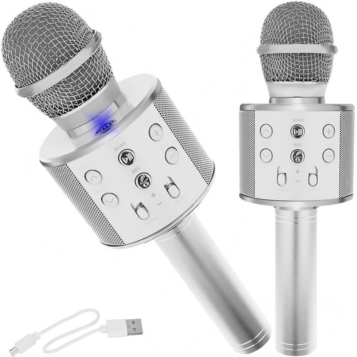 Mikrofons KARAOKE ar skaļruni silver 22188
