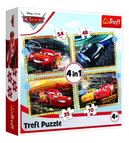 Puzzle 4in1 35/48/54/70 gb. 4+ TREFL Cars T34608