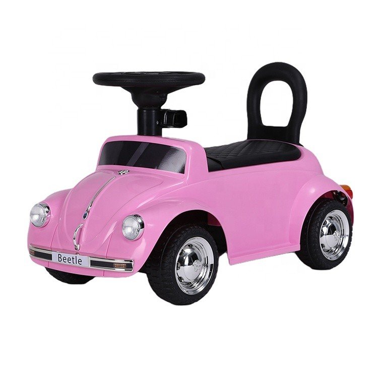 Stumjamā mašīna ar rokturi vecākiem 3in1 Volkswagen Beetle pink