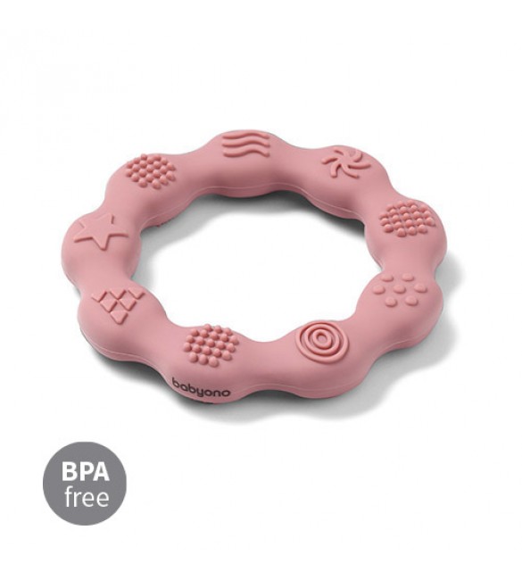 Zobu graužamais elastīgs RING BabyOno 825/02 pink
