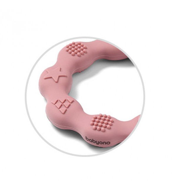Zobu graužamais elastīgs RING BabyOno 825/02 pink