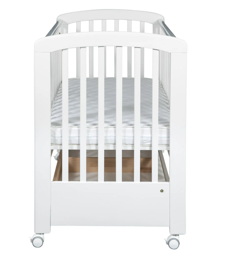 Bērnu gulta ar kasti un nolaižamu sānu TROLL Nina Lux White COT-NN0027-WH