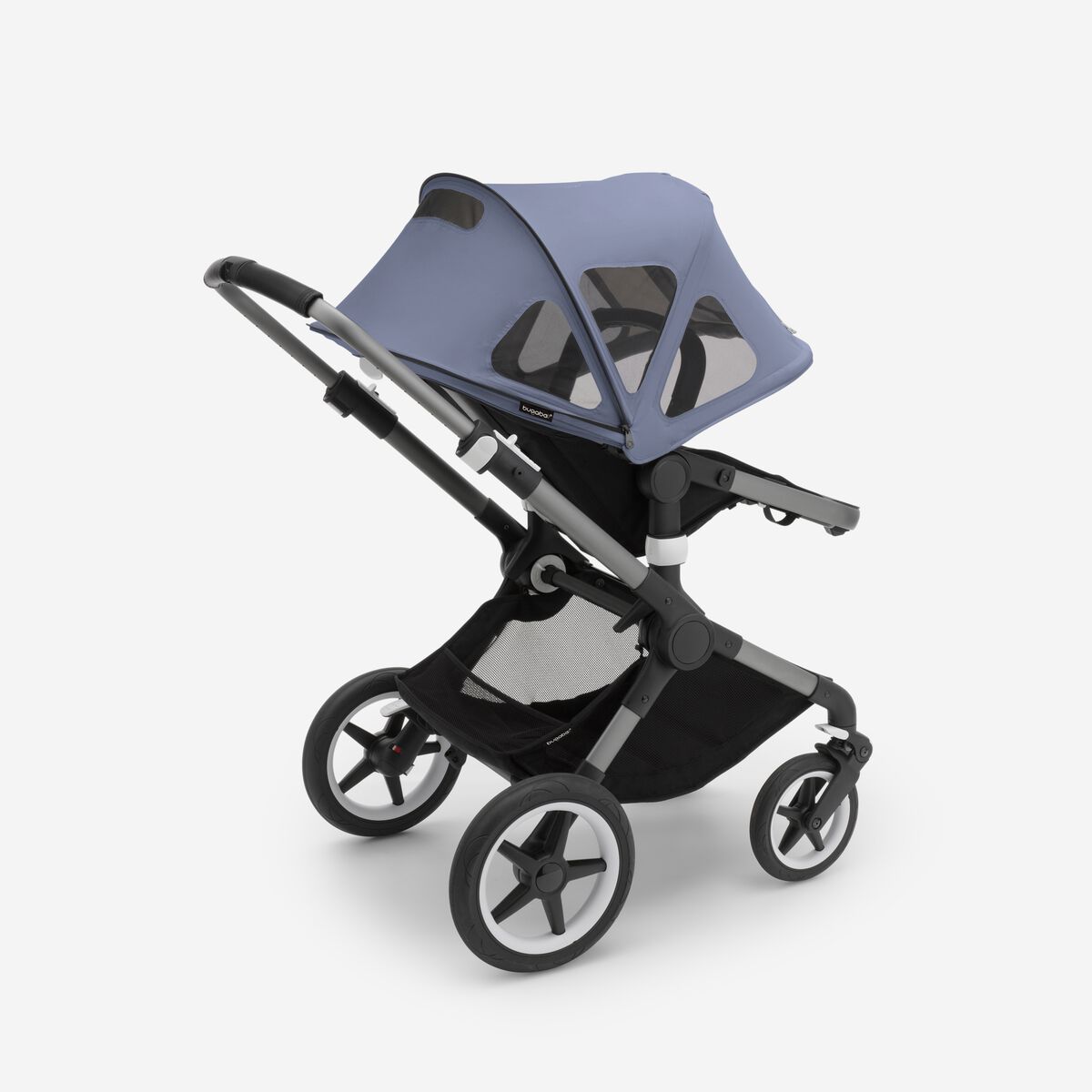 Bugaboo Fox 5 Midnight black Детская коляска 2в1 Черная рама + Крыша Breezy Morning Pink
