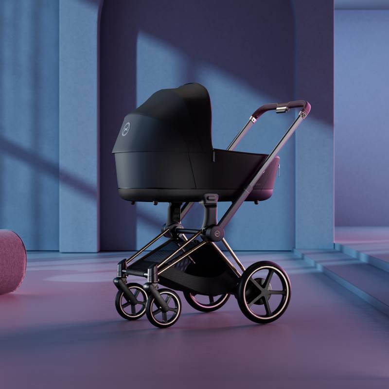 Cybex e-Priam Onyx Black Conscious Eco Chrome brown frame Kulbu Rati