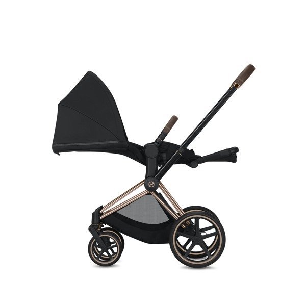 Cybex e-Priam Pale Blush Simply Flowers Matt black frame Прогулочная коляска