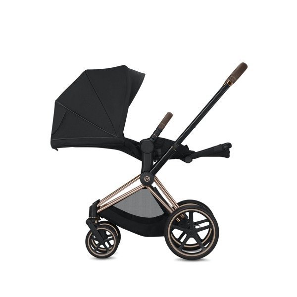 Cybex e-Priam Pale Blush Simply Flowers Matt black frame Прогулочная коляска