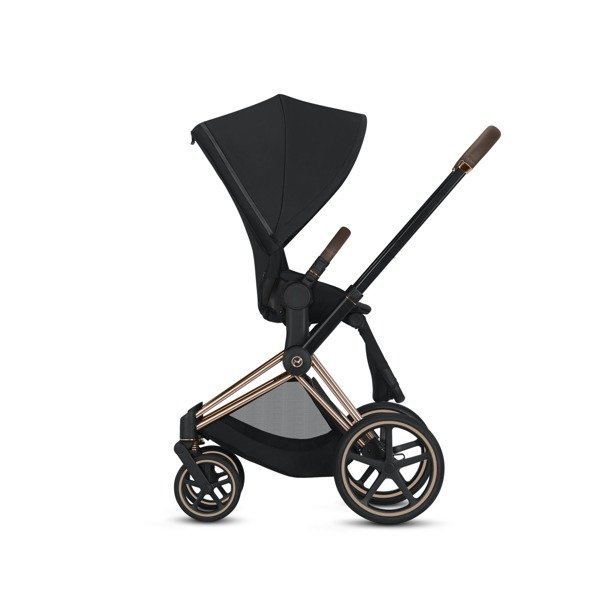 Cybex e-Priam Pale Blush Simply Flowers Matt black frame Прогулочная коляска
