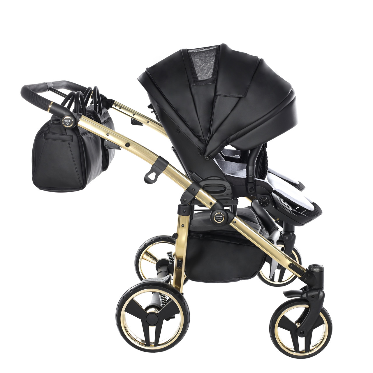 Junama Fluo Line Duo 04 Black Gold Dvīņu rati 2in1