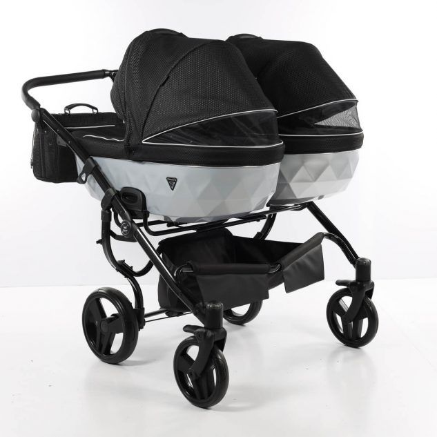 Junama Mirror Satin Duo 01 Black Silver Dvīņu rati 2in1
