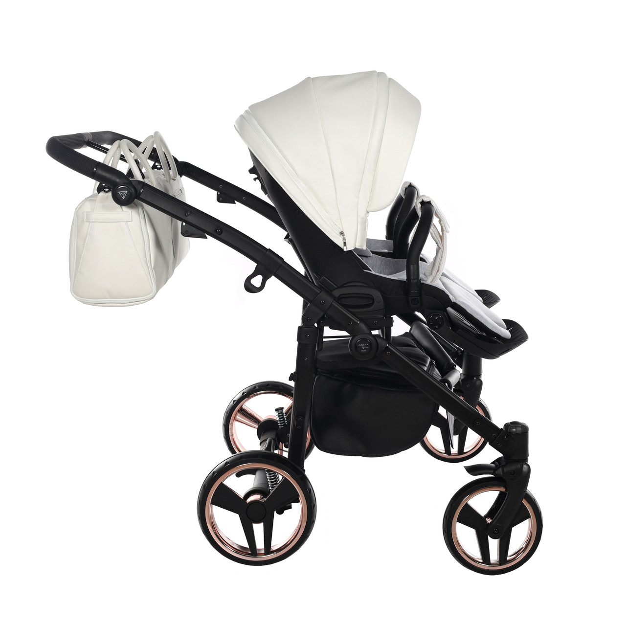Junama Mirror Satin Duo 05 White Rose Gold Коляска для двойняшек 2in1