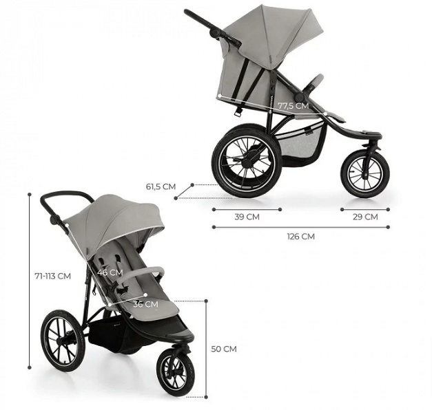 Kinderkraft Helsi Deep Black (Air) Спортивная Коляска для бега