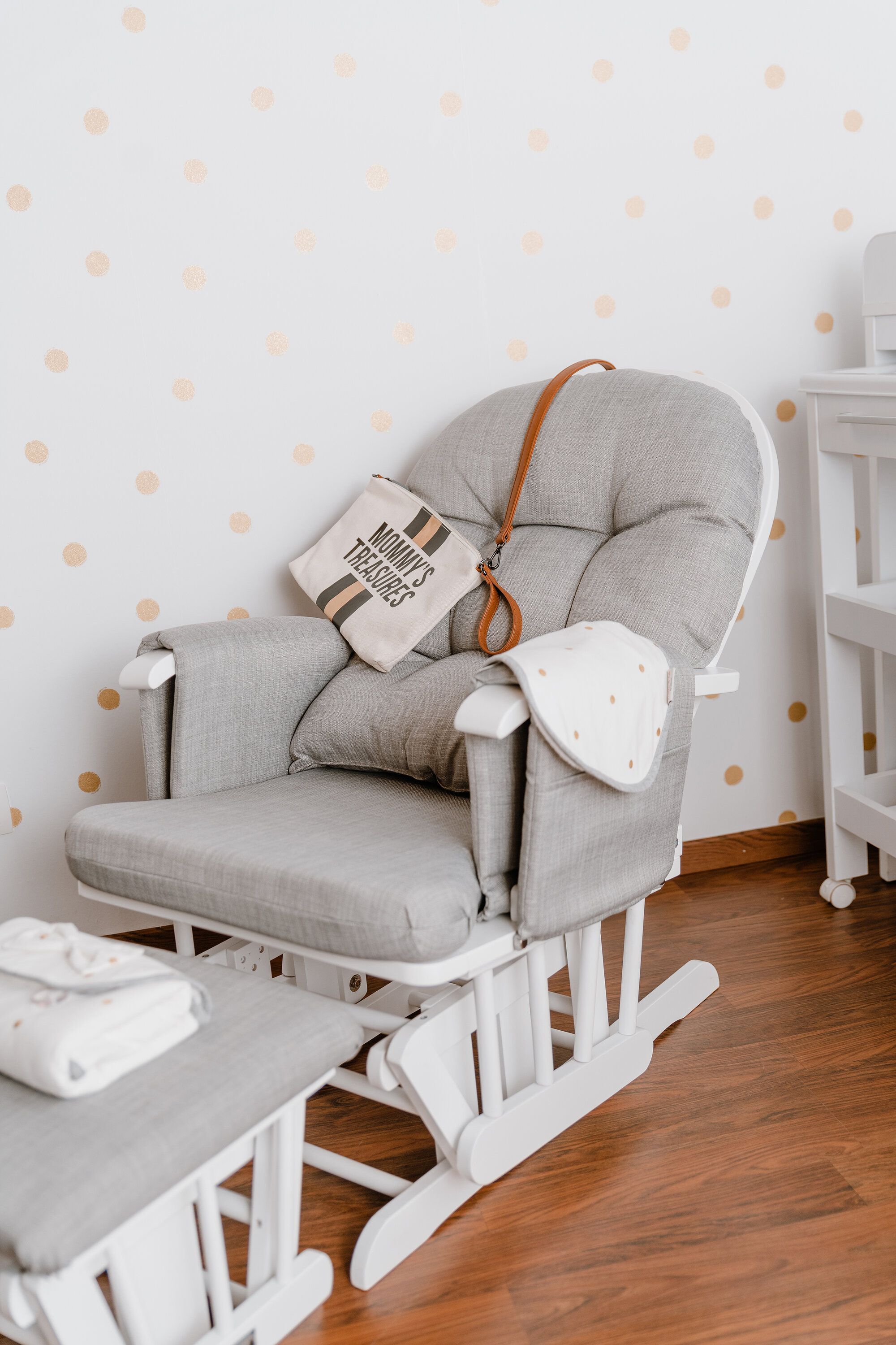 Šūpuļkrēsls māmiņai CHILDHOME Round Beech Canvas grey