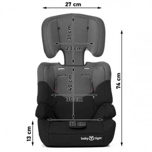 Baby Tiger Mali Grey black Bērnu autosēdeklis 9-36 kg
