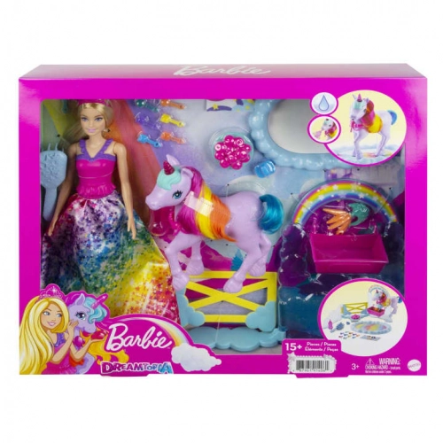 Barbie Dreamtopia Feature Pet Nurturing Playset кукла с единорогом GTG01