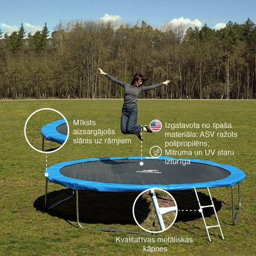 Batuts ar aizsārgtīklu 252 cm + trepes dāvanā