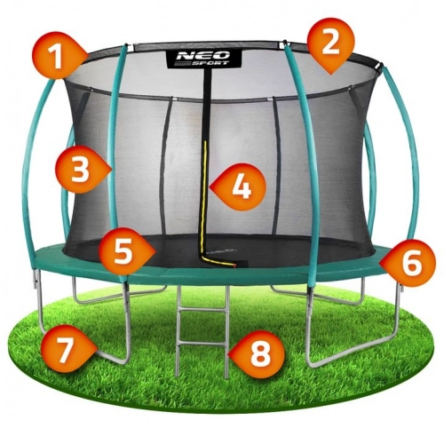 Batuts Neo-Sport ar aizsargtīklu 435 cm 14FT + trepes dāvanā