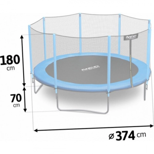 Batuts Neo-Sport ar Ārējo aizsargtīklu 374 cm 12FT + trepes dāvanā