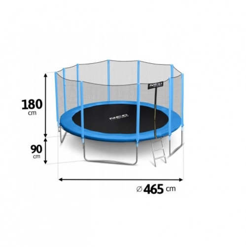 Batuts Neo-Sport ar Ārējo aizsargtīklu 465 cm 15FT + trepes dāvanā
