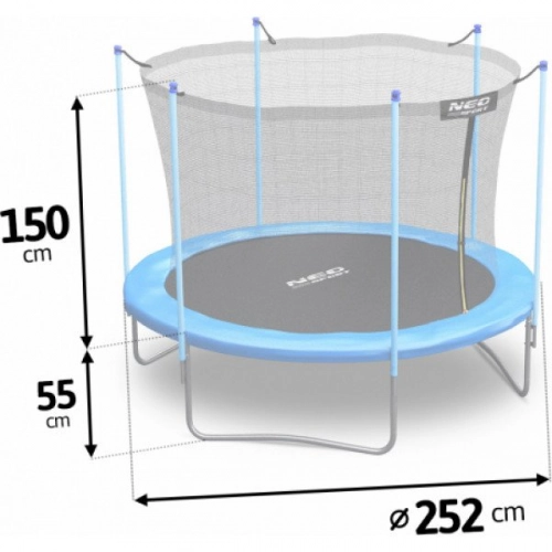 Batuts Neo-Sport ar Iekšējo aizsargtīklu 252 cm 8FT + trepes dāvanā