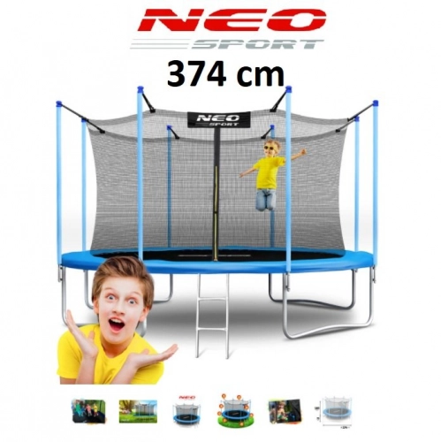 Batuts Neo-Sport ar Iekšējo aizsargtīklu 374 cm 12FT + trepes dāvanā