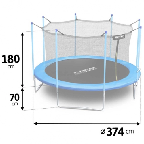 Batuts Neo-Sport ar Iekšējo aizsargtīklu 374 cm 12FT + trepes dāvanā