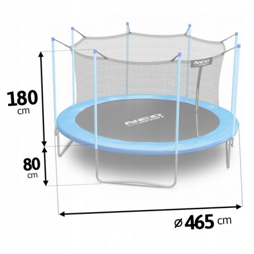Batuts Neo-Sport ar Iekšējo aizsargtīklu 465 cm 15FT + trepes dāvanā