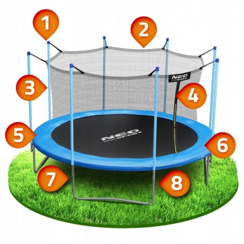 Batuts Neo-Sport ar Iekšējo aizsargtīklu 465 cm 15FT + trepes dāvanā