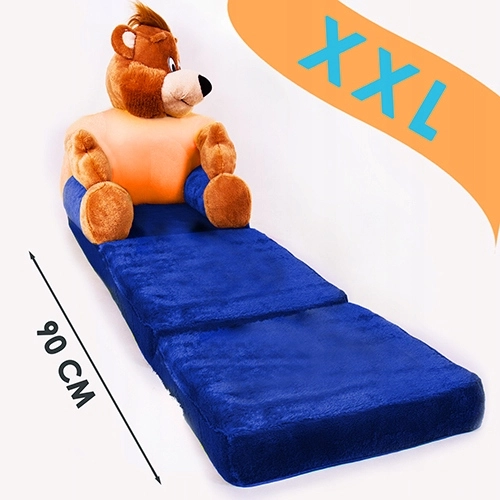 Bērnu mīksts krēsls - gulta XXL Lācis Zils