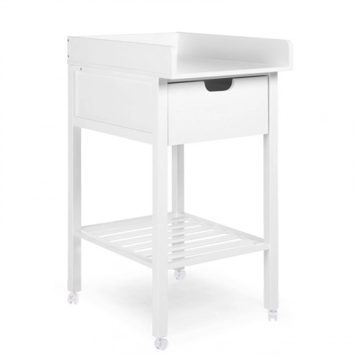 Bērnu pārtinamais galds ar atvilktni CHILDHOME Changing table+Drawer white + Wheels