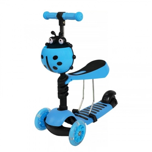 Bērnu skrejritenis ar rokturi Scooter Blue LED 5in1