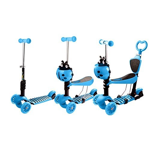Bērnu skrejritenis ar rokturi Scooter Blue LED 5in1