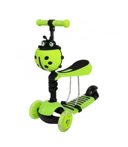 Bērnu skrejritenis ar rokturi Scooter Green LED 5in1