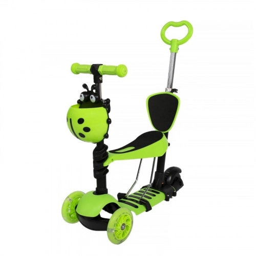 Bērnu skrejritenis ar rokturi Scooter Green LED 5in1
