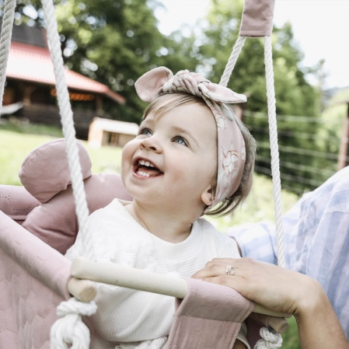 Bērnu šūpoles Natilu Swing Quilted Bear Pink