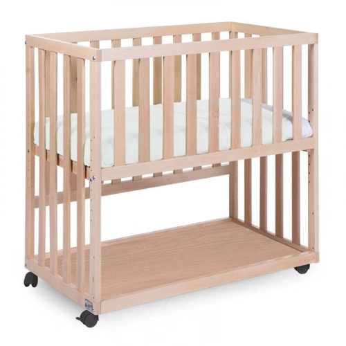Bērnu šūpulis 50x90 сm CHILDHOME New Bedside Crib Beech Natural + wheels