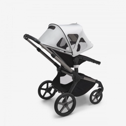 Bugaboo Fox 5 Grey Melange Bērnu rati 2in1 Melns rāmis + Jumts Breezy Misty grey