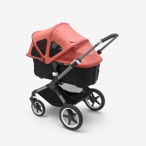 Bugaboo Fox 5 Grey Melange Bērnu rati 2in1 Melns rāmis + Jumts Breezy Sunrise Red