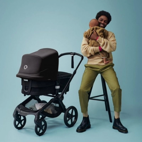 Bugaboo Fox 5 Midnight black Детская коляска 2в1 Графитовая рама + Kапюшон Breezy V2 Seaside Blue