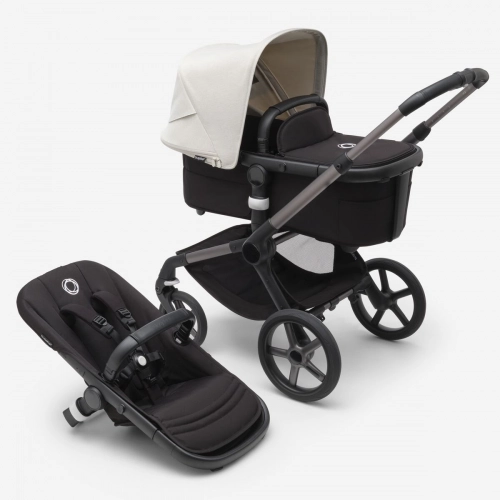 Bugaboo Fox 5 Midnight black Bērnu rati 2in1 Grafīta rāmis + Jumts Misty White