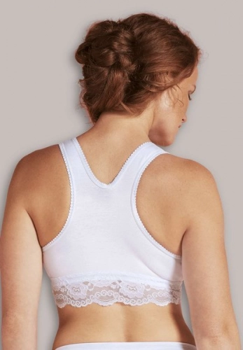 Carriwell kokvilnas bezvīļu krūšturis ar mežģīnēm White XL