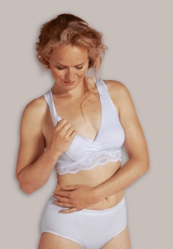 Carriwell kokvilnas bezvīļu krūšturis ar mežģīnēm White XL