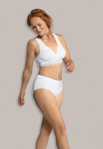 Carriwell kokvilnas bezvīļu krūšturis ar mežģīnēm White XL