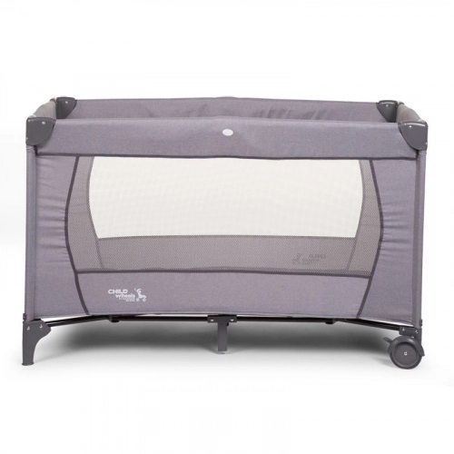 Ceļojumu gultiņa manēža 60x120 сm CHILDHOME Travel Cot canvas light grey +2nd Layer